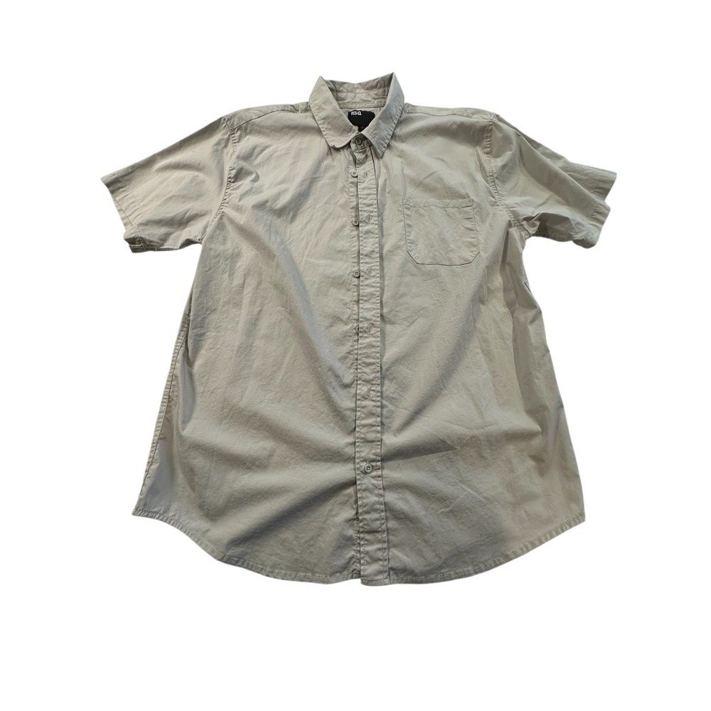 RSQ Button Up Shirt Men's Large Gray‎ Short Sleeve Casual Cotton Pocket EUC